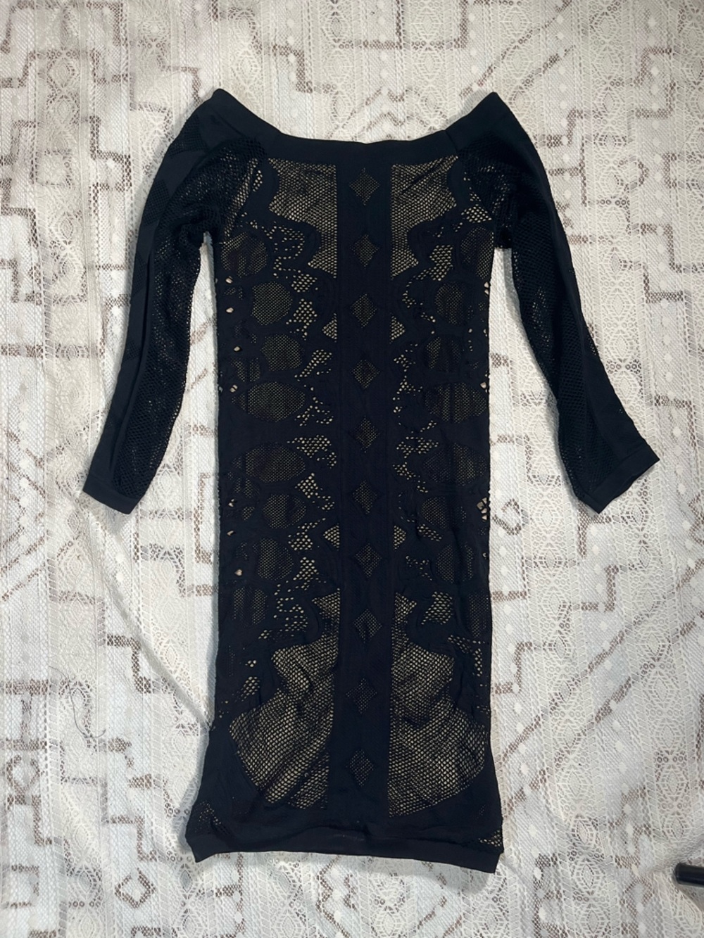 bebe Black and Beige Lace-Trim Dress - Picture 4 of 5